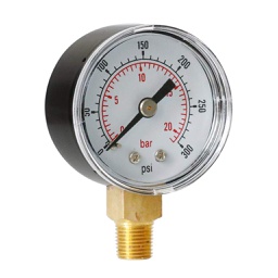 [FF-PG-20B-M] Suction Pressure Guage Model GES, Direct Mounting type, Range: -30in Hg-300psi/ -1-20bar(Dual scale type psi &amp; bar), Dial size: 100mm, Full SS, 1/4&quot;NPT Bottom Connection, with liquid filled - MASS